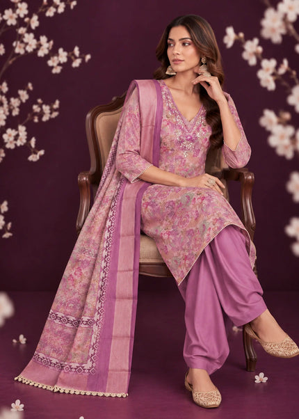 Cotton Silk Printed and Embroidered Pant Style Suit Series