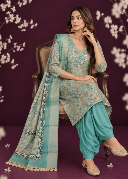 Cotton Silk Printed and Embroidered Pant Style Suit Series
