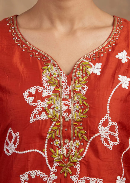 Cotton Silk Embroidered Pant Style Suit Series