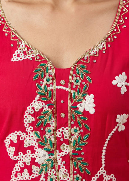 Cotton Silk Embroidered Pant Style Suit Series