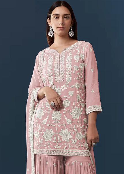 Georgette Embroidered Gharara Suit Series