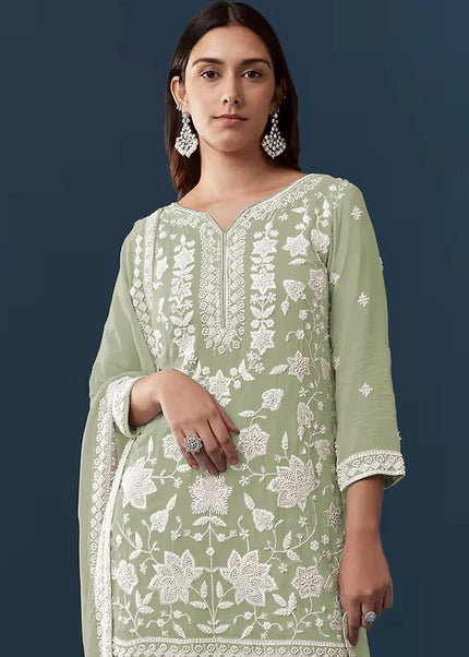 Georgette Embroidered Gharara Suit Series