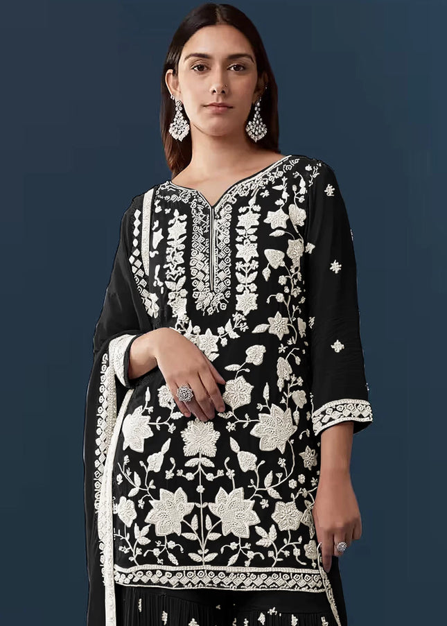 Georgette Embroidered Gharara Suit Series