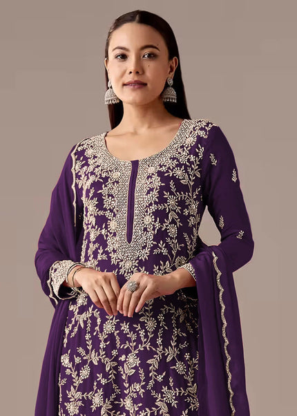 Georgette Embroidered Palazzo Suit Series