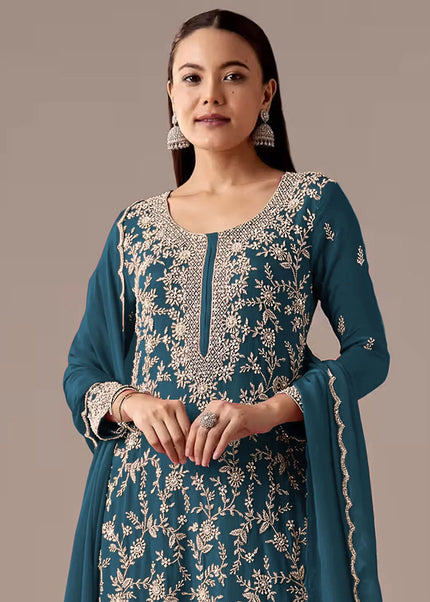 Georgette Embroidered Palazzo Suit Series