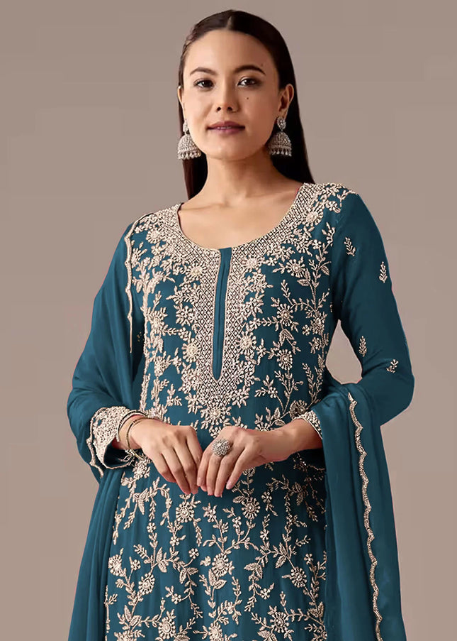 Georgette Embroidered Palazzo Suit Series