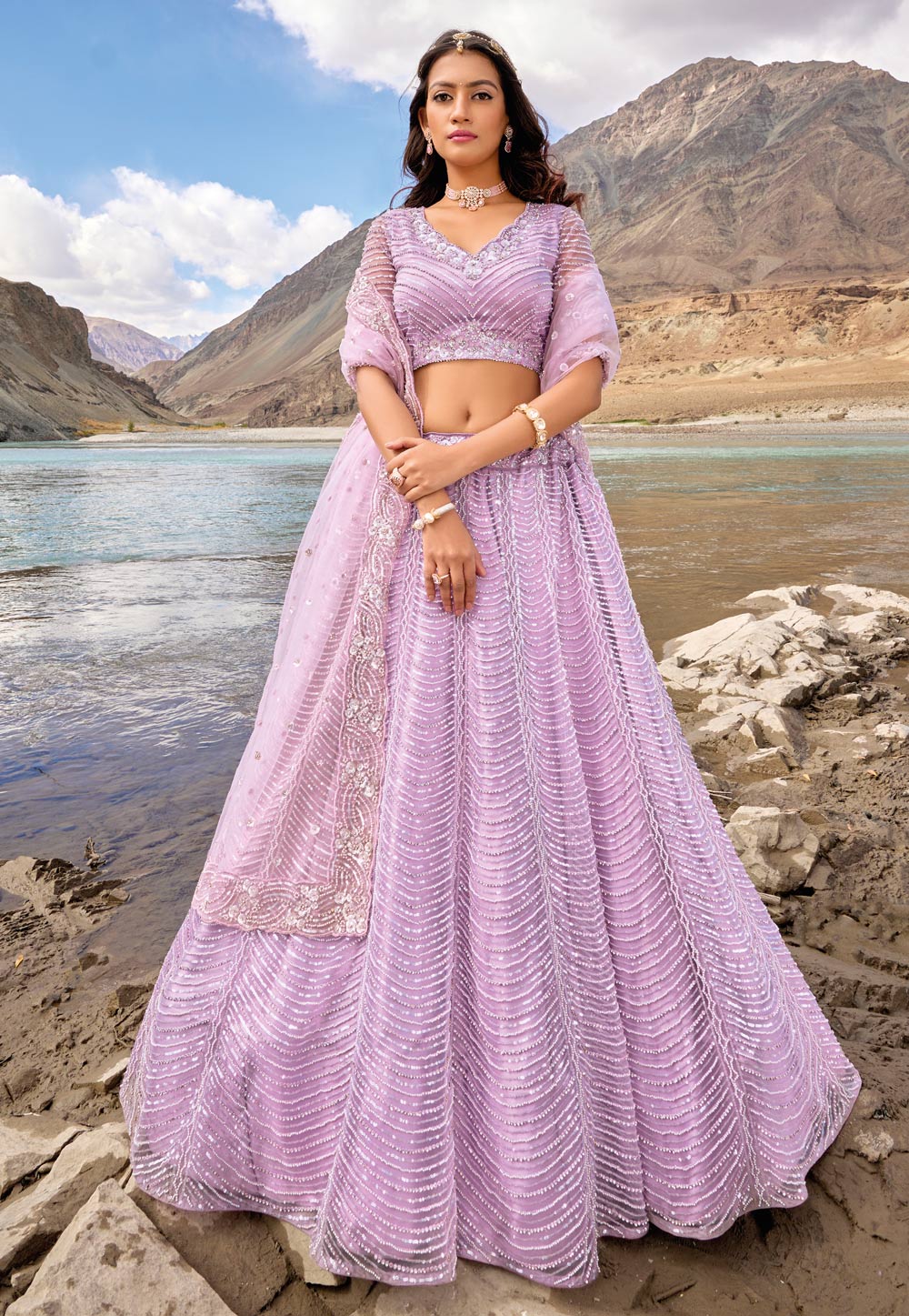 Lavender Heavy Embroidered Wedding Lehenga Choli FALAKENOOR Lavender Heavy Embroidered Wedding Lehenga Choli FALAKENOOR