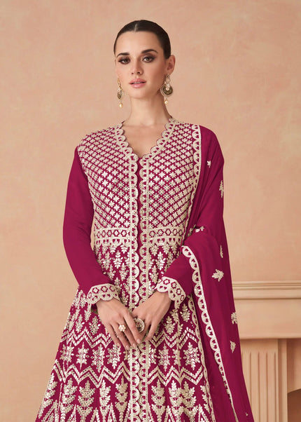 Pink Embroidered Anarkali Gown