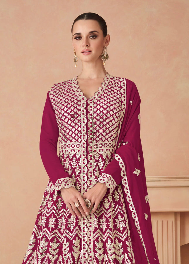 Pink Embroidered Anarkali Gown