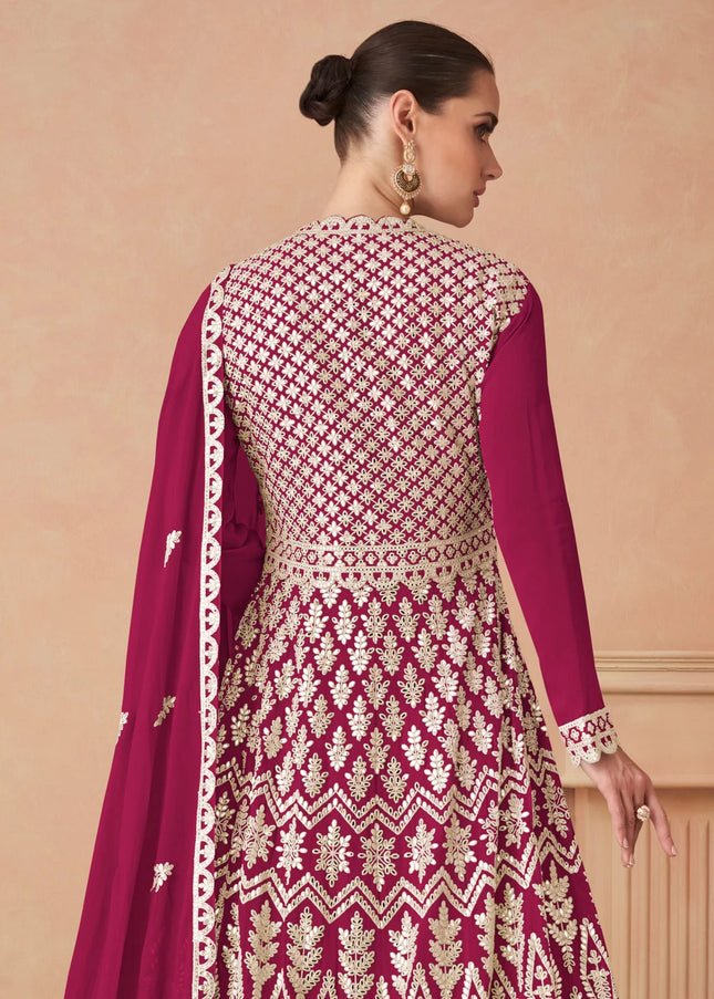 Pink Embroidered Anarkali Gown