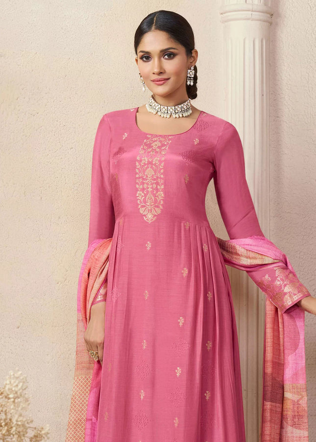 Pink Embroidered Pant Suit