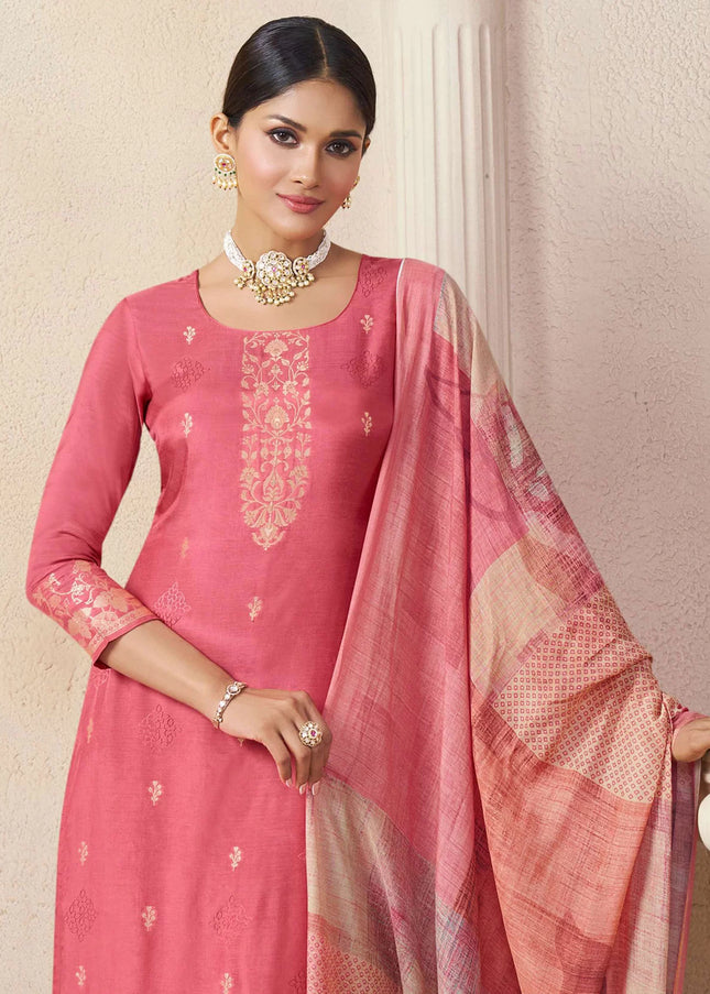 Pink Embroidered Pant Suit