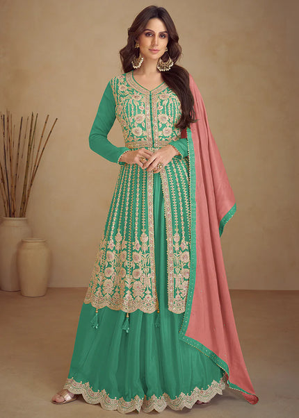 Green Embroiderd Lehenga Anarkali