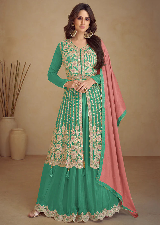 Green Embroiderd Lehenga Anarkali