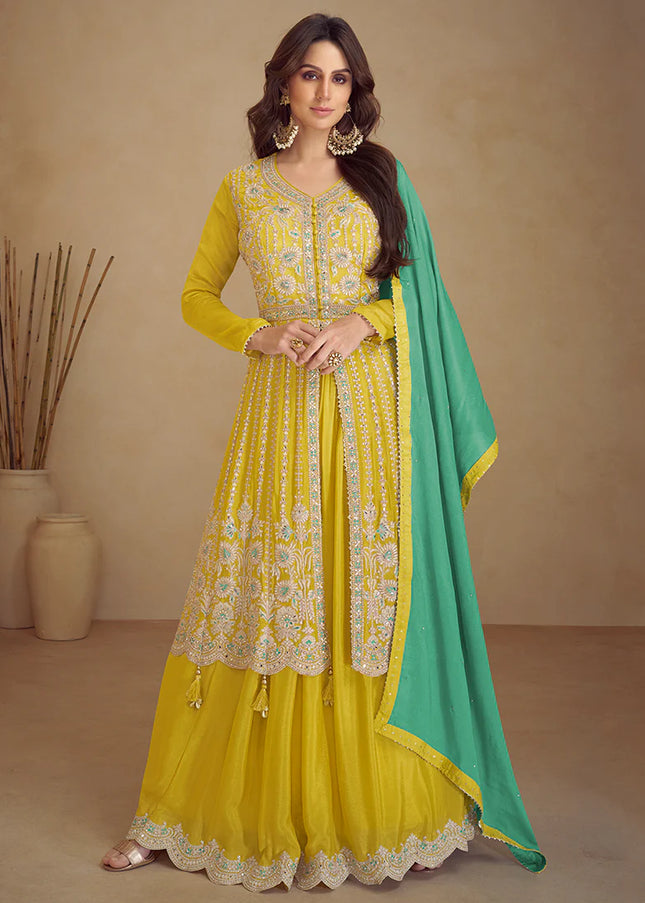 Yellow Embroiderd Lehenga Anarkali