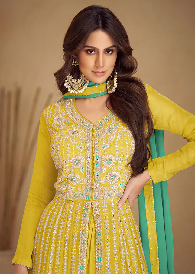 Yellow Embroiderd Lehenga Anarkali