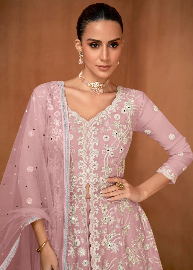 Pink Embroidered Gharara Suit