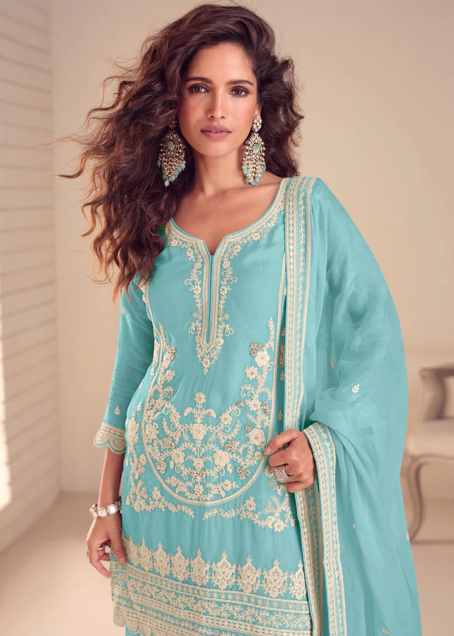 Chinnon Embroidered Sharara Suit Series