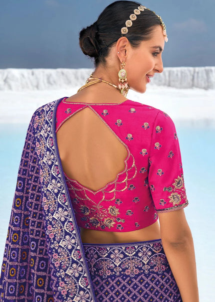 Blue Embroidered Wedding/Festive Saree