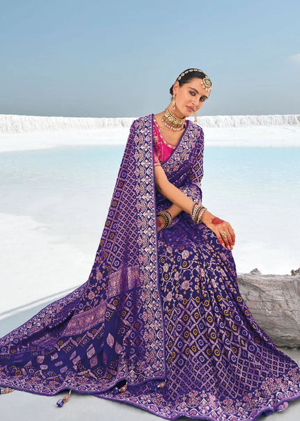 Blue Embroidered Wedding/Festive Saree