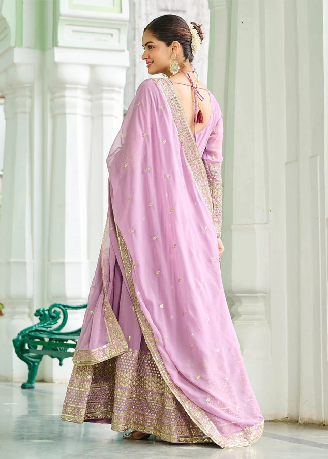 Lavender Embroidered Anarkali Gown