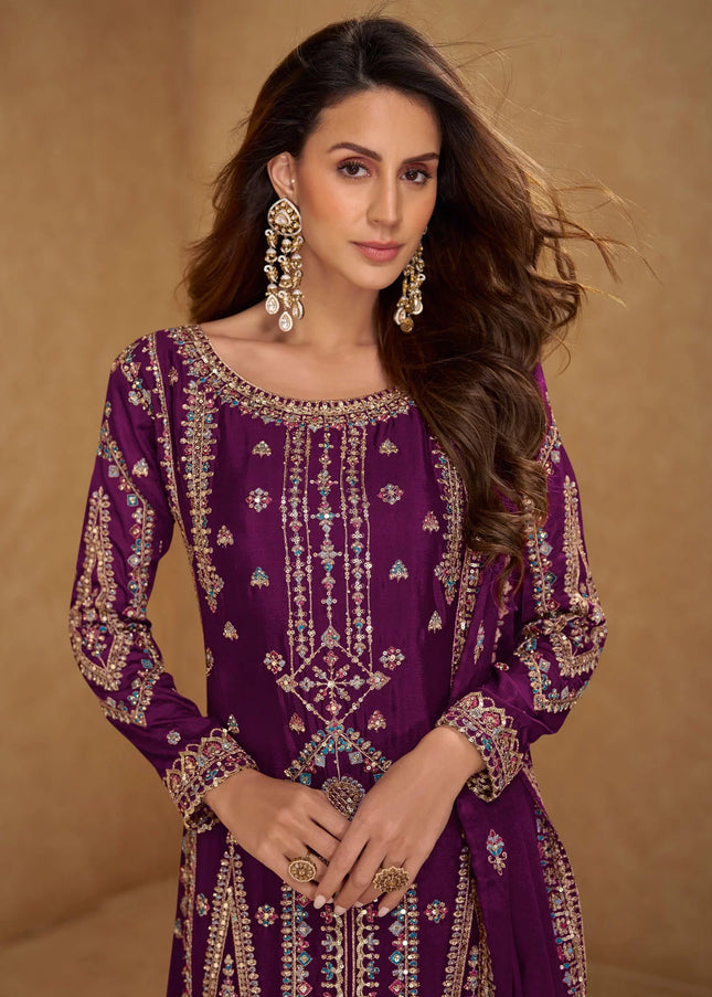 Chinnon Embroidered Sharara Suit Series