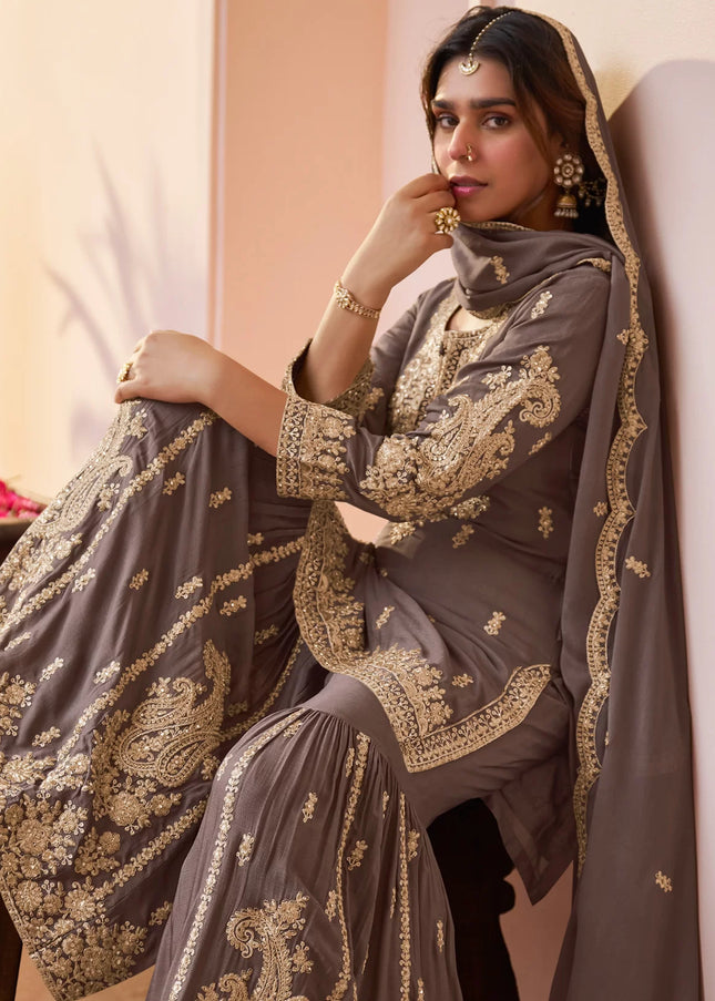 Chinnon Embroidered Gharara Suit Series