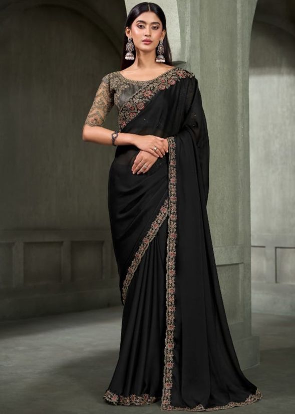 Black Embroidered Saree