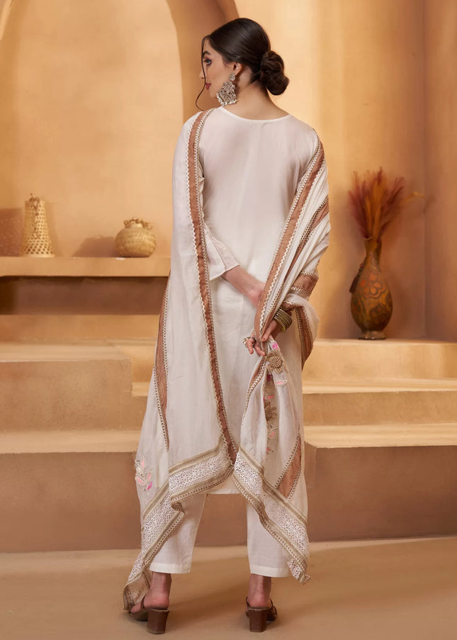 Offwhite Embroidered Pant Suit