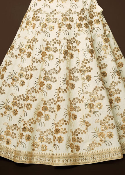 White and Gold Embroidered Lehenga