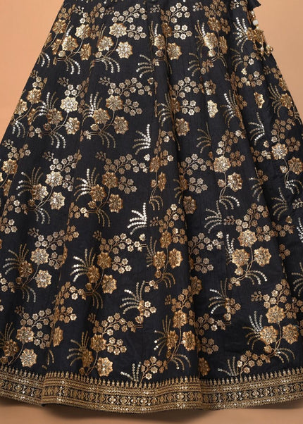 Black and Gold Embroidered Lehenga