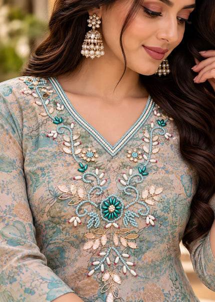 Cotton Silk Printed and Embroidered Pant Style Suit Series