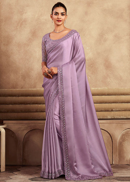 Purple Embroidered Saree
