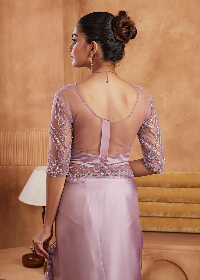 Purple Embroidered Saree