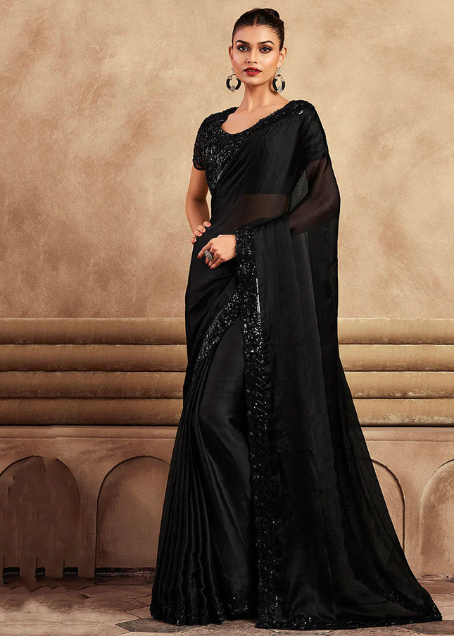 Black Embroidered Saree