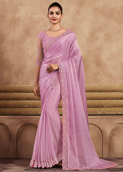 Purple Embroidered Saree