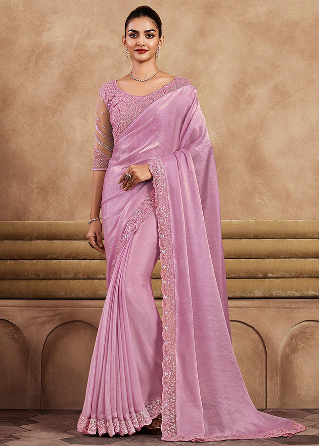 Purple Embroidered Saree