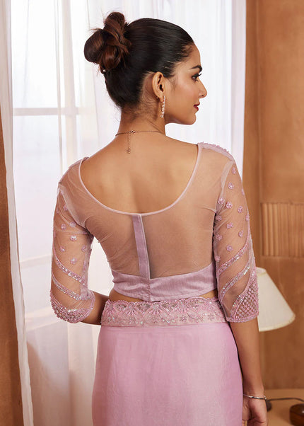 Purple Embroidered Saree