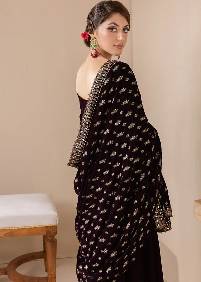 Baroque | Embroidered Velvet Shawl VS-42