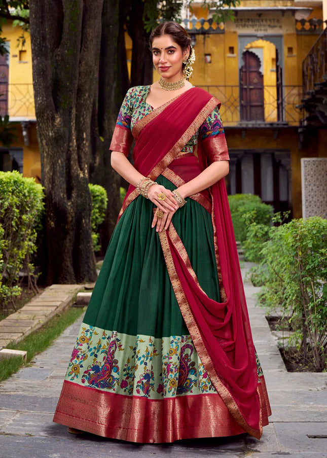 Green Embroidered Lehenga Choli
