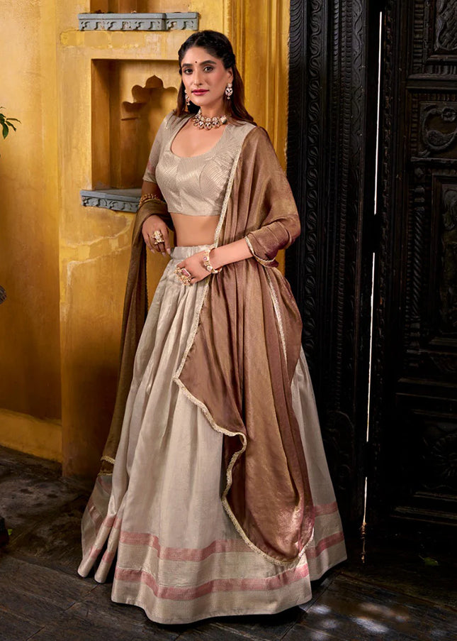 Grey Embroidered Lehenga Choli