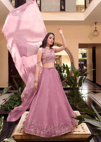 Pink Embroidered Lehenga Choli