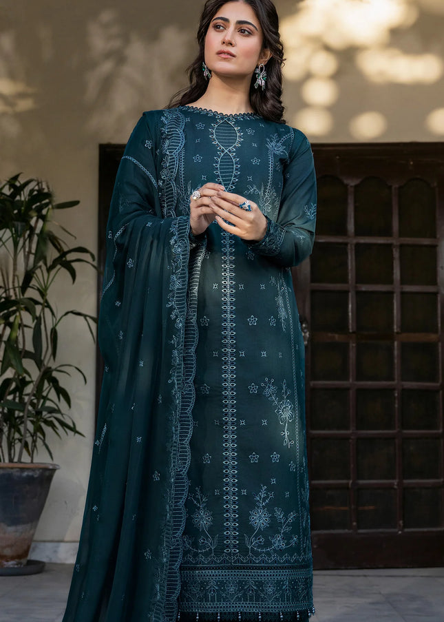 Farasha | Summer Weaves Embroidered Lawn'25 - Teal Serenity