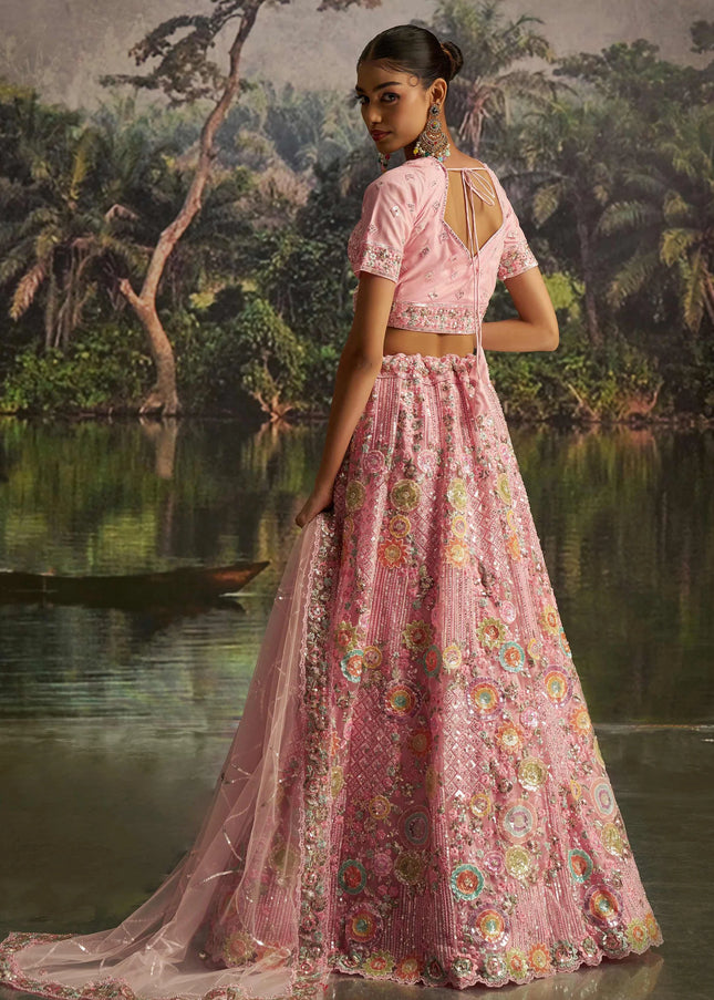 Pink Embroidered Lehenga Choli