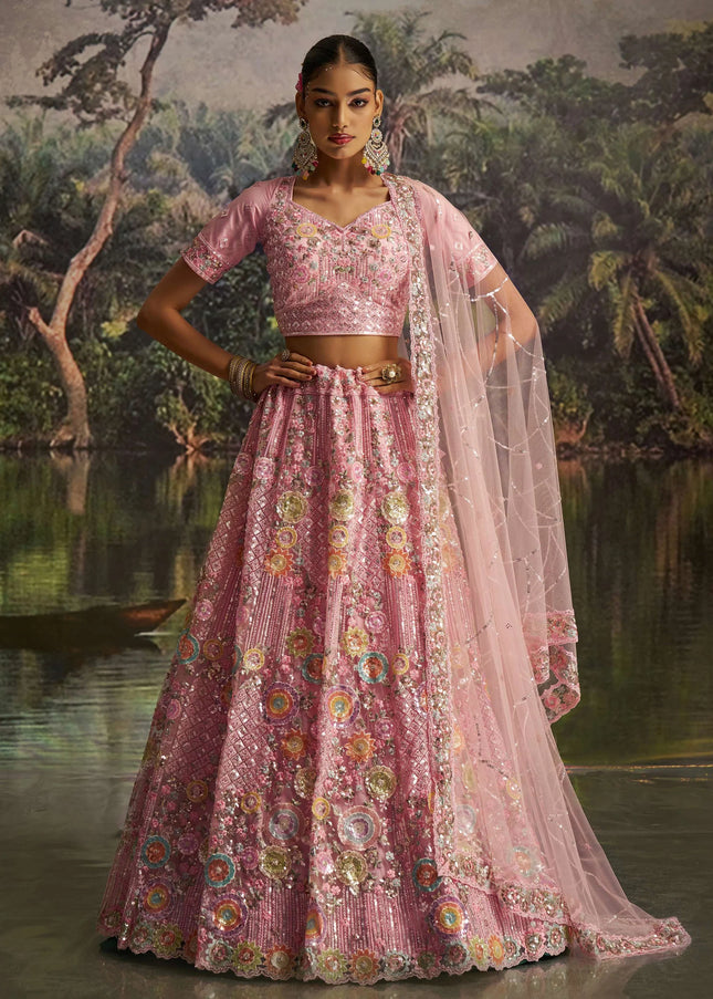 Pink Embroidered Lehenga Choli