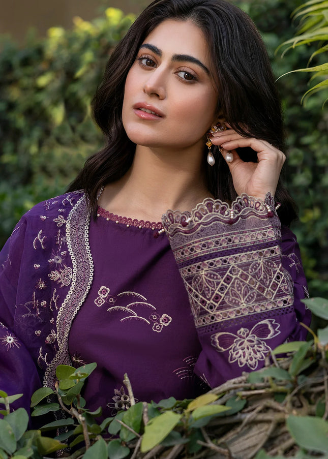 Farasha | Summer Weaves Embroidered Lawn'25 - Raven Plum