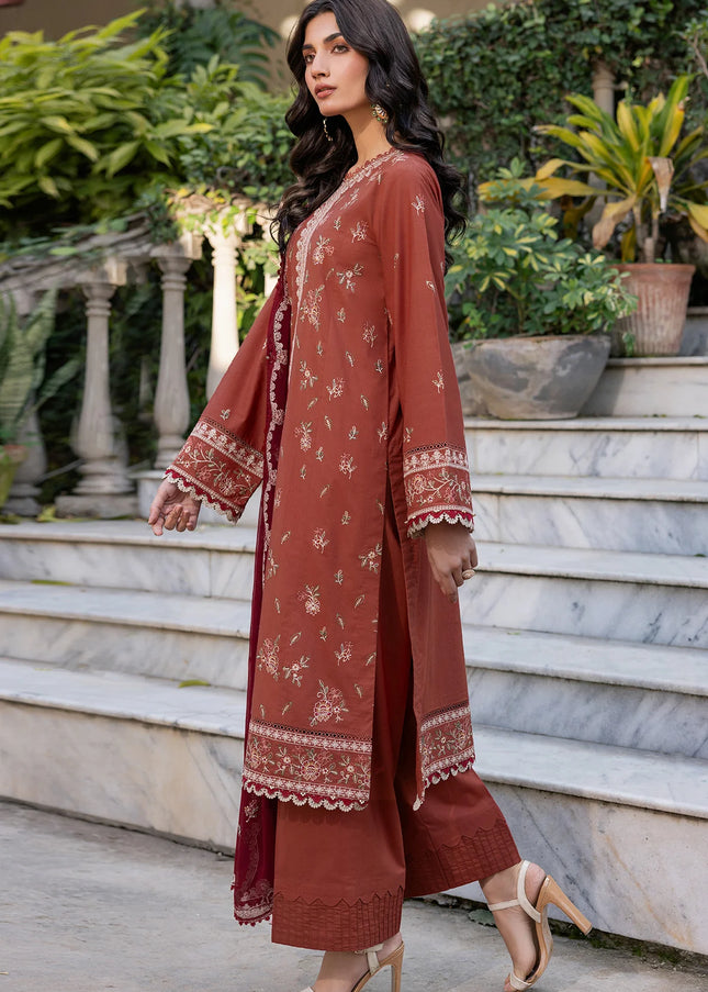 Farasha | Summer Weaves Embroidered Lawn'25 - Russet Dusk