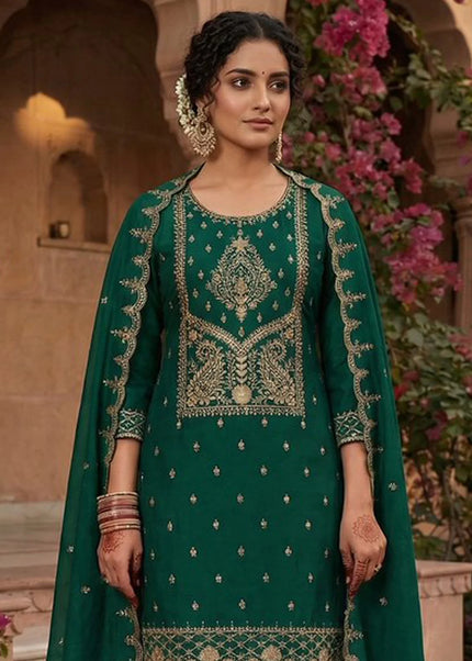 Vichitra Silk Embroidered Pant Style Suit Series