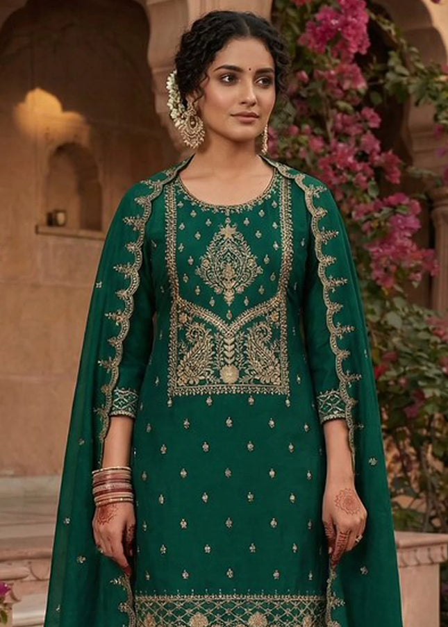 Vichitra Silk Embroidered Pant Style Suit Series