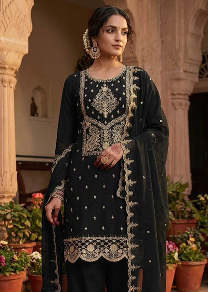 Vichitra Silk Embroidered Pant Style Suit Series